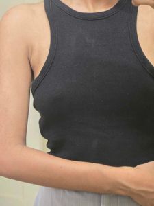Black Ribbed Racerback Tank Top