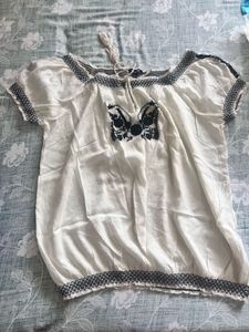 White Kurta with Black Embroidery