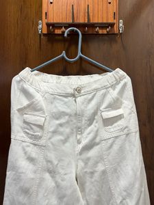 White Wide-Leg Casual Pants