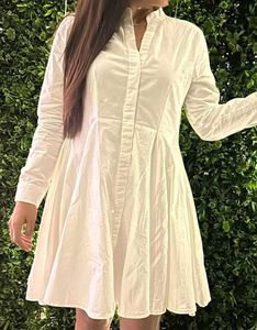 White Midi Shirt Dress For Women