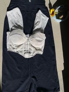 Sheer Corset Top with Blue skirt