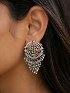 Traditional Oxidised Silver Earrings