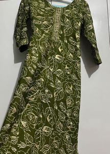Green Floral Print Kurta
