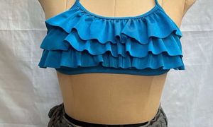 Blue Ruffled Bikini Top