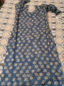 Embroidered Teal Kurta Set with Dupatta