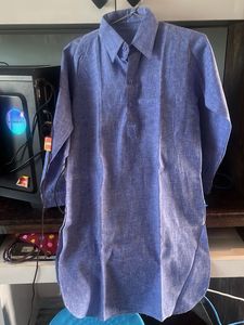 Men's Blue Cotton Kurta