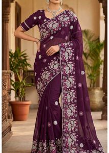 Elegant Purple Blouse with Silver Embellishment