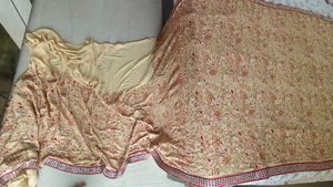 pure Georgette yellowish golden Saree