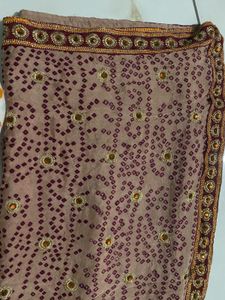 Embroidered Bandhani Saree