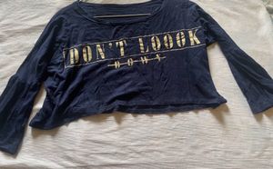 Navy "Don't Look Down" Crop Top