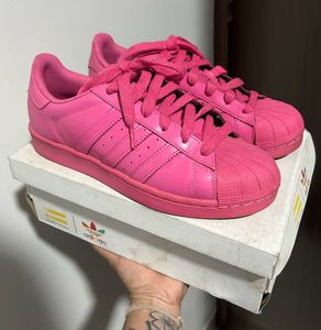Vibrant Pink Adidas Superstar Sneakers