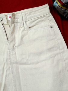 Levi's Cream Denim Mini Skirt