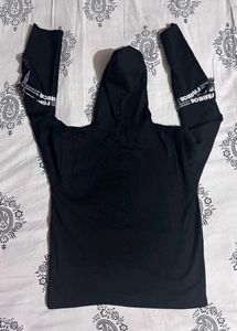Black Hoodie with White Drawstrings