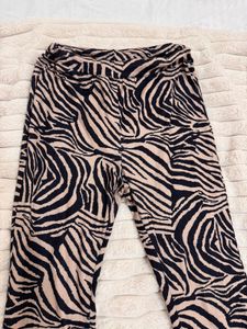 stretchable Zebra Print Flared Pants