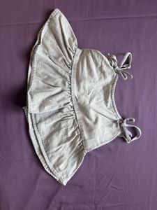 Light Grey Ruffled Crop Top