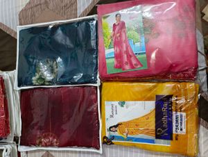 4 pc New Unstitched Fancy Sarees Lot