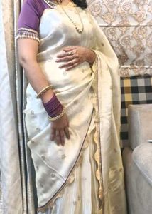 Elegant Purple &amp; Golden Saree