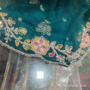 Stunning Teal Peacock Embroidered Lehenga Choli