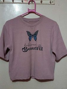 Pink Butterfly Graphic T-Shirt
