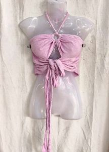1189. Pink Halterneck Crop Top