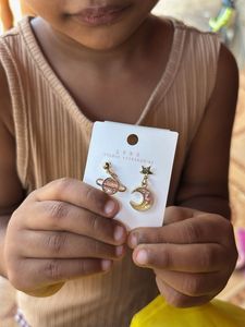 Cute Moon &amp; Planet Dangle Earrings