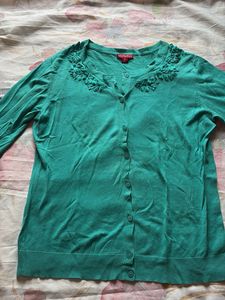 Green Button-Up Cardigan