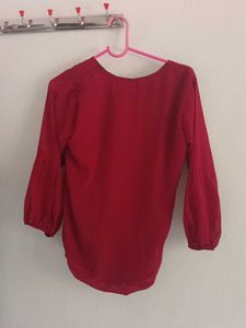 Elegant Red Embroidered Blouse