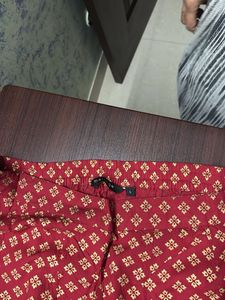 Elegant Red &amp; Gold Printed Palazzo Pants