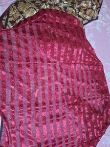 Elegant Satin Patterned Georgette Saree