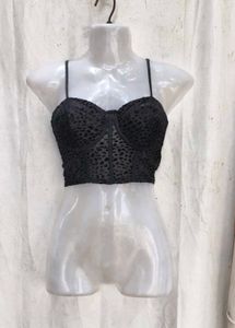 28158. Sheer Leopard Print Corset Top
