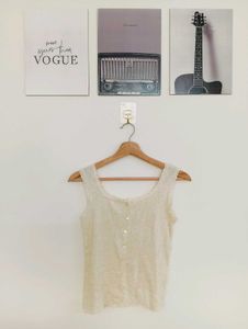 Cream Button-Up Knit Cardigan