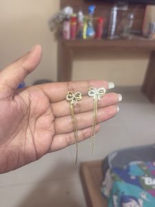 Sparkling Bow Drop Earrings