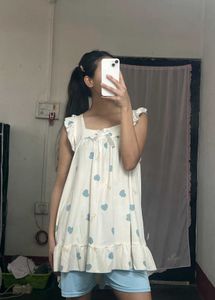 Cute Heart Print PJ Set