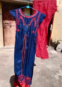 Blue Embroidered Kurta/Kurti