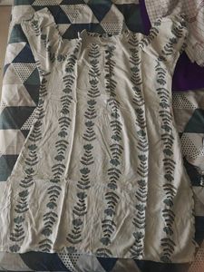 White Kurta with Floral Print