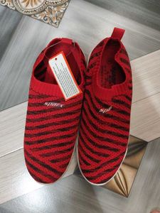 Red & Black Striped Slip-On Shoes