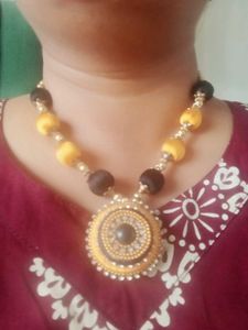 Elegant Silk Thread Necklace &amp; Earrings Set