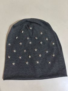 Grey Beanie with Silver Stars
