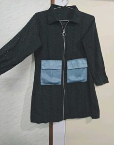 Black Eyelet Zip-Up Jacket 🖤🔷