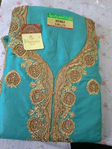 Teal Kurta Set with Gold Embroidery