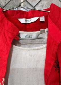 Elegant White Anarkali Kurta with Red Jacket