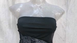 Lace Trimmed Black Tube Top