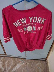 Vibrant Pink "New York" Graphic T-Shirt
