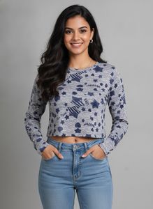 Cute Star Print Long Sleeve Top