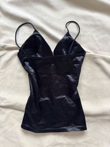 Sleek Black Satin Cami Top