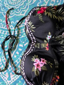 Tropical Floral Halterneck Bikini Top