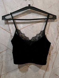 camisole crop top with lace detail