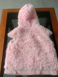 Pink Fluffy Hooded Jacket.Can be worn both side