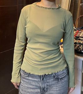Olive Green Lettuce Trim Top
