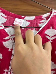 Vibrant Pink Block Print Kurta